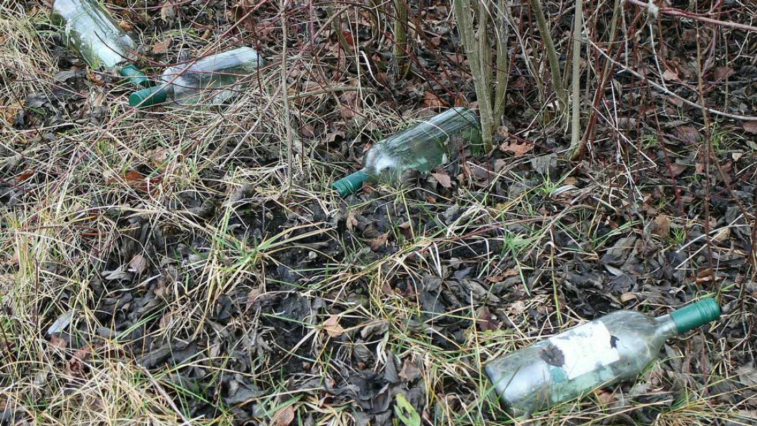 Müll am Angelplatz - Leere Maisdosen, Flaschen usw.